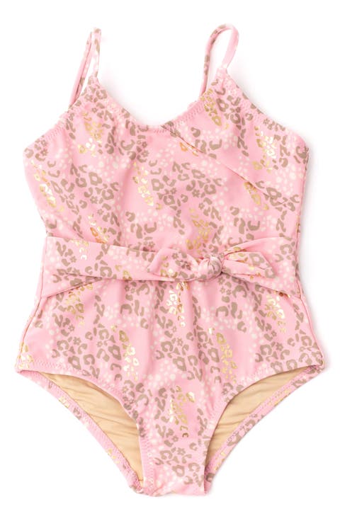Kids' Leopard Spots Faux Wrap One-Piece Swimsuit (Toddler & Little Kid)
