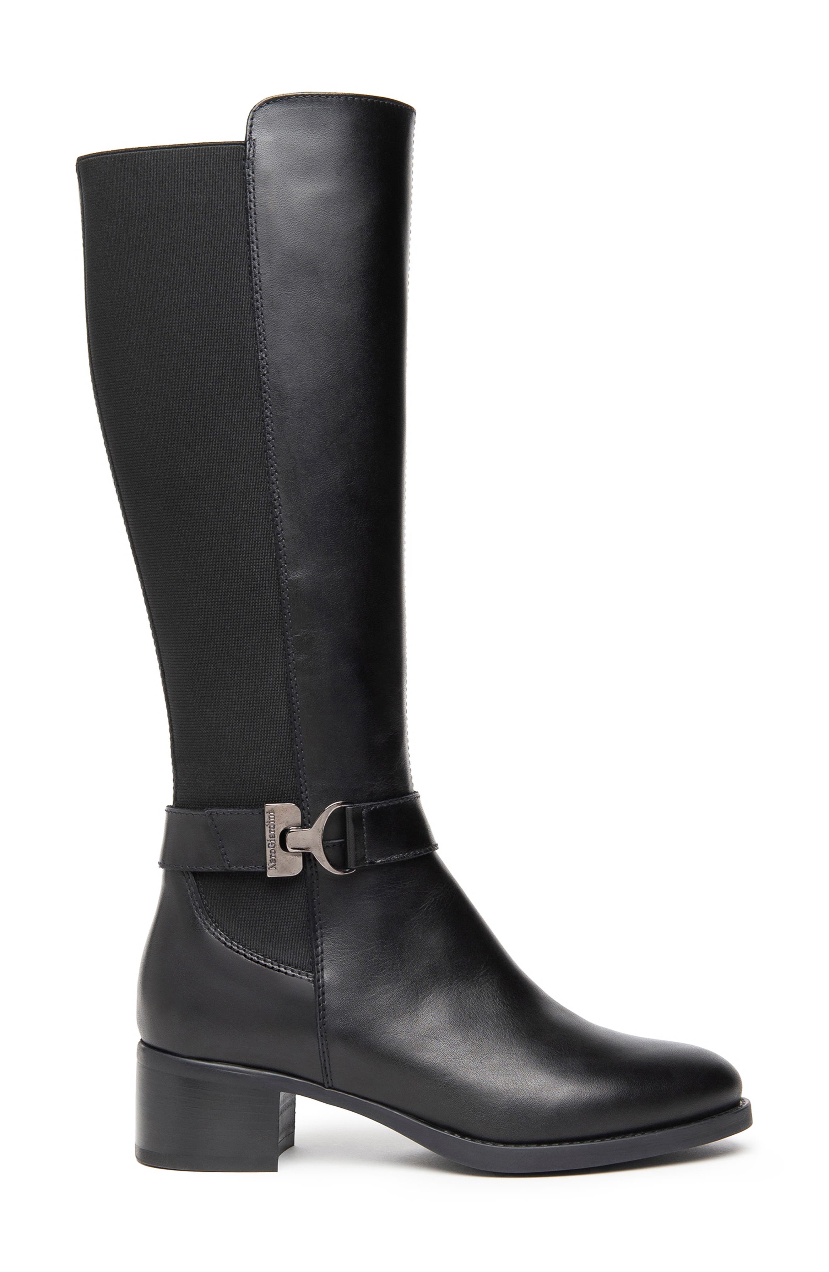 NeroGiardini Tall Block Heel Boot, Alternate, color, Black