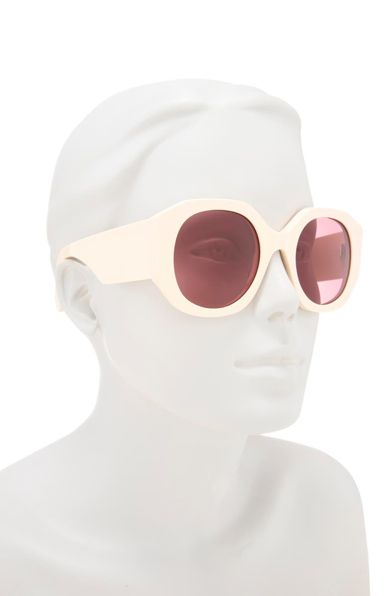 Chloé 53mm Round Sunglasses, Alternate, color, Ivory Ivory Red