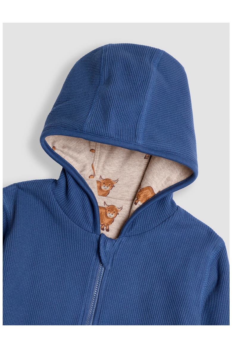 Kids' Highland Cow Reversible Cotton Zip-Up Hoodie, Alternate, color, INDIGO