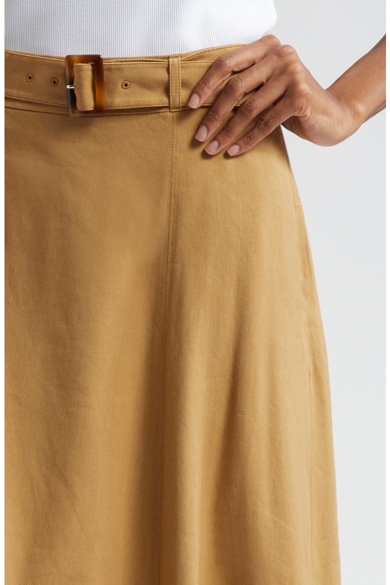 Arwen Belted Linen Blend Skirt, Alternate, color, DESERT KHAKI