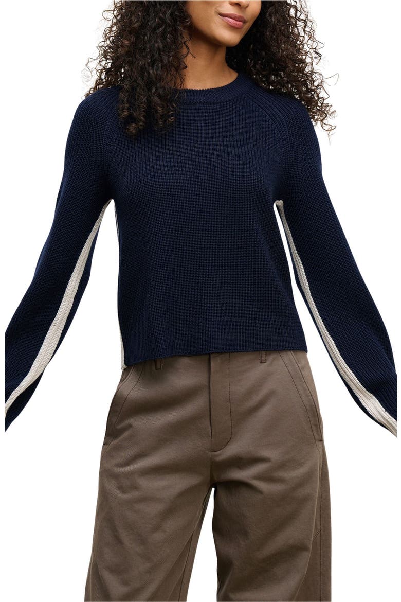 Savannah Crewneck Wool Blend Sweater, Alternate, color, NVY/ LT GRY