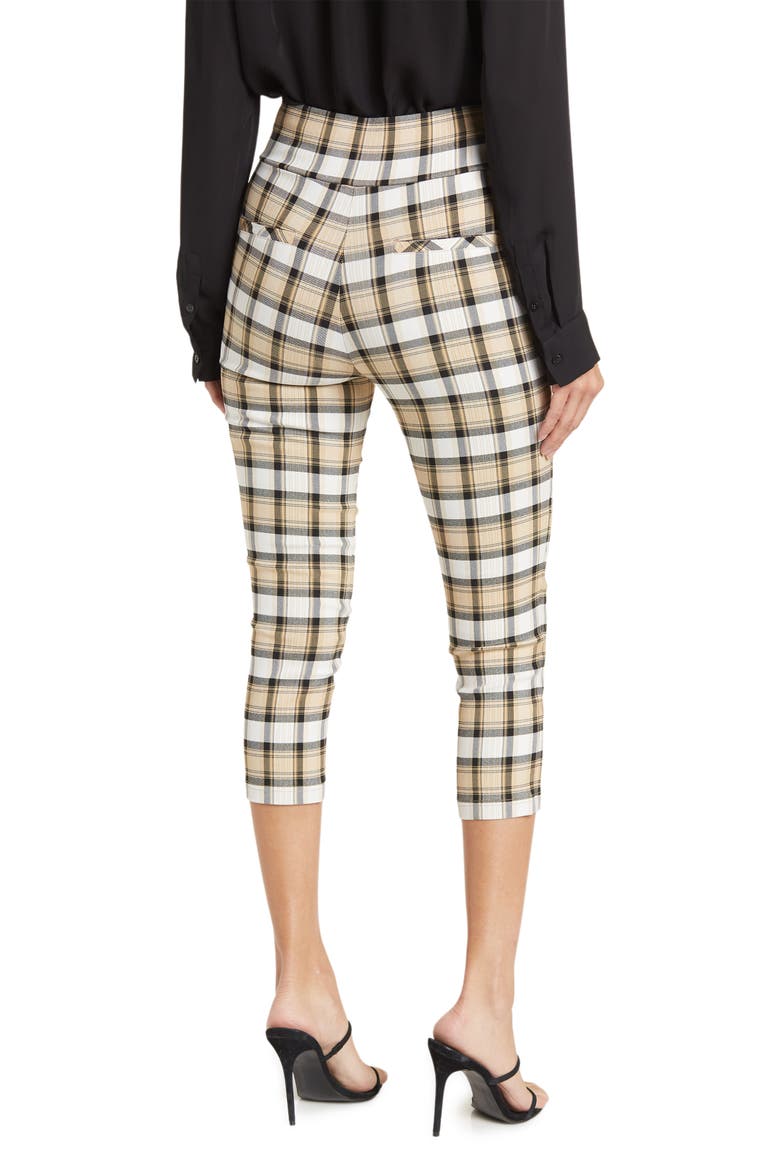 High Waist Capri, Alternate, color, KHAKI PLAID