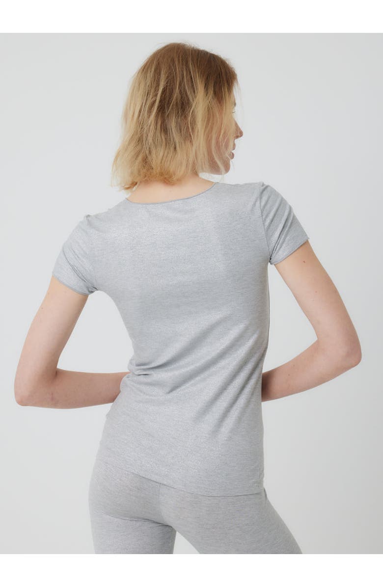 Majestic Filatures Soft Touch Metallic Short Sleeve T-Shirt, Alternate, color, Metal Grey