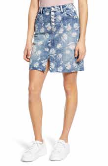 Wash Lab Denim Floral Denim Miniskirt