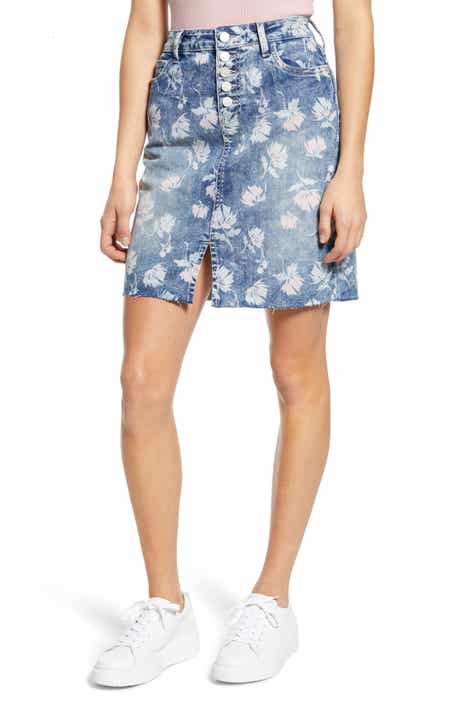 Wash Lab Denim Floral Denim Miniskirt