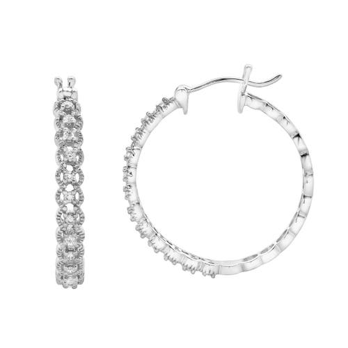 Luvmyjewelry Dahlia Diamond Rope Hoop Earrings In 14k Gold In Gray