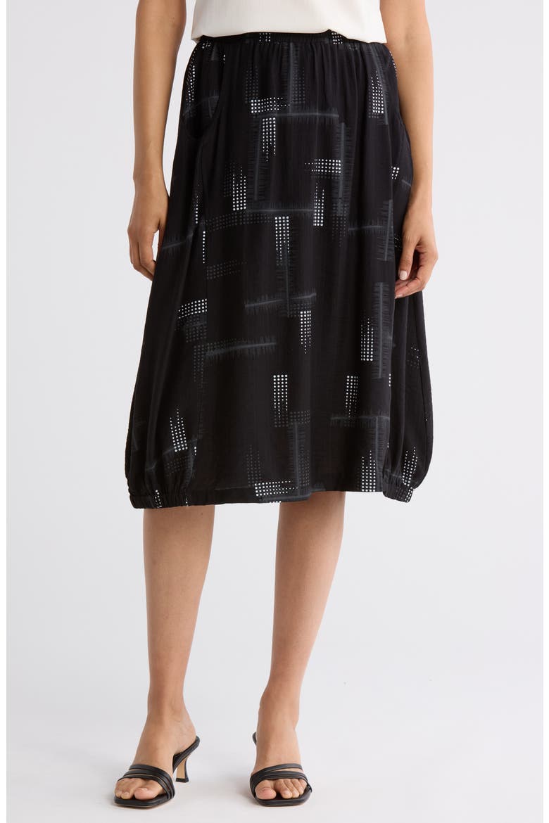 Abstract Print Bubble Skirt, Main, color, BLACK