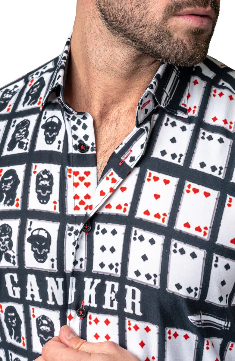 Maceoo Fibonacci Gangster Cotton Button-Up Shirt, Alternate, color, Grey