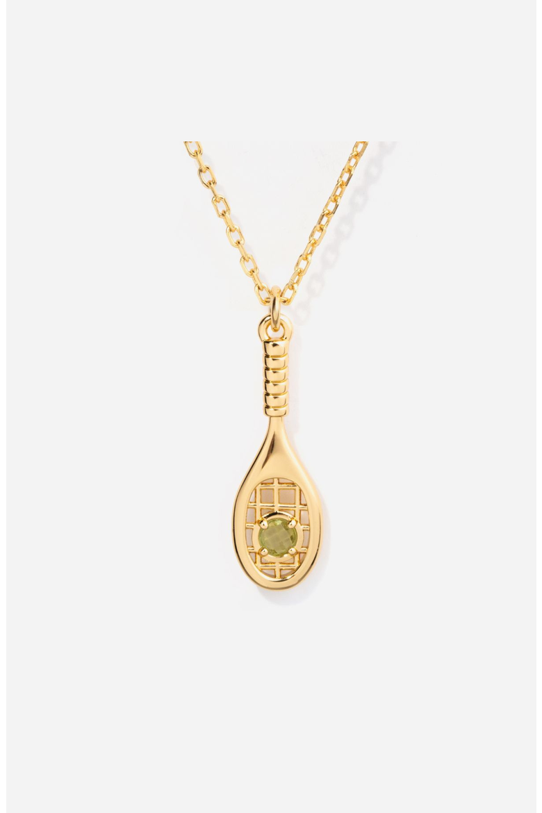 Tennis Racket Charm Necklace, Main, color, Metallic Gold