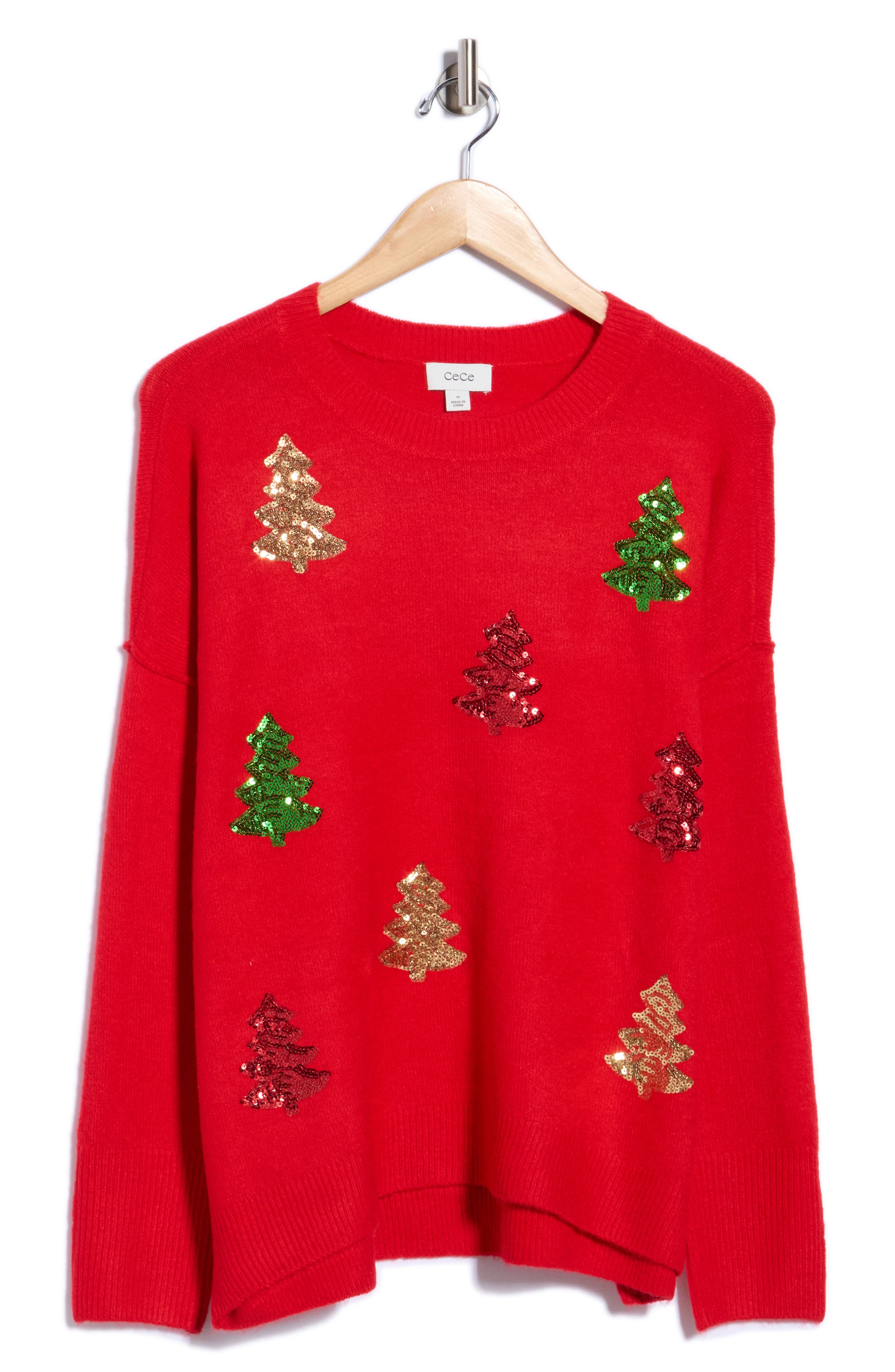 Sequin Christmas Tree Crewneck Sweater