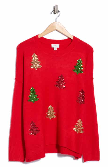 Sequin Christmas Tree Crewneck Sweater