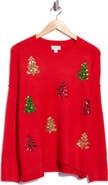 CeCe Sequin Christmas Tree Crewneck Sweater