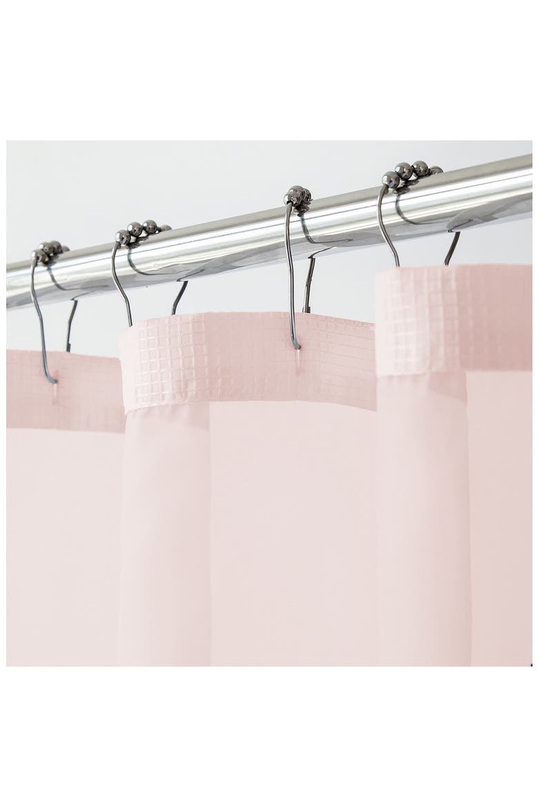 Waffle Weave Shower Curtain, Alternate, color, PINK