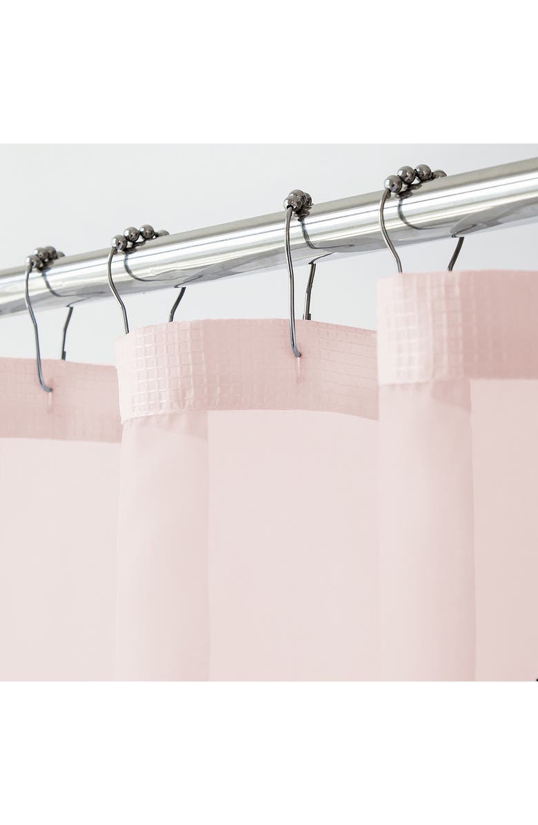 DAINTY HOME Waffle Weave Shower Curtain, Alternate, color, Pink