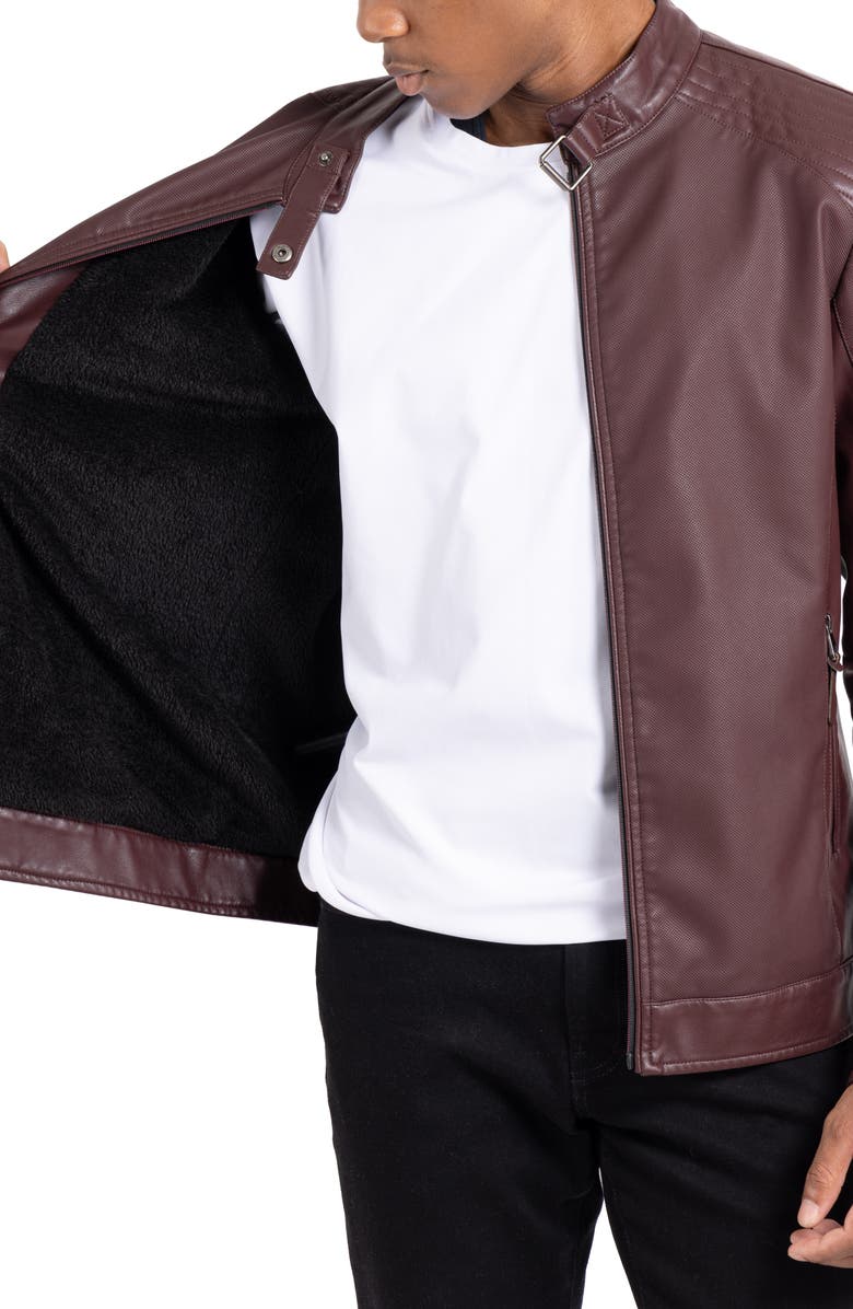 XRAY Faux Leather Racing Jacket, Alternate, color, Burgundy