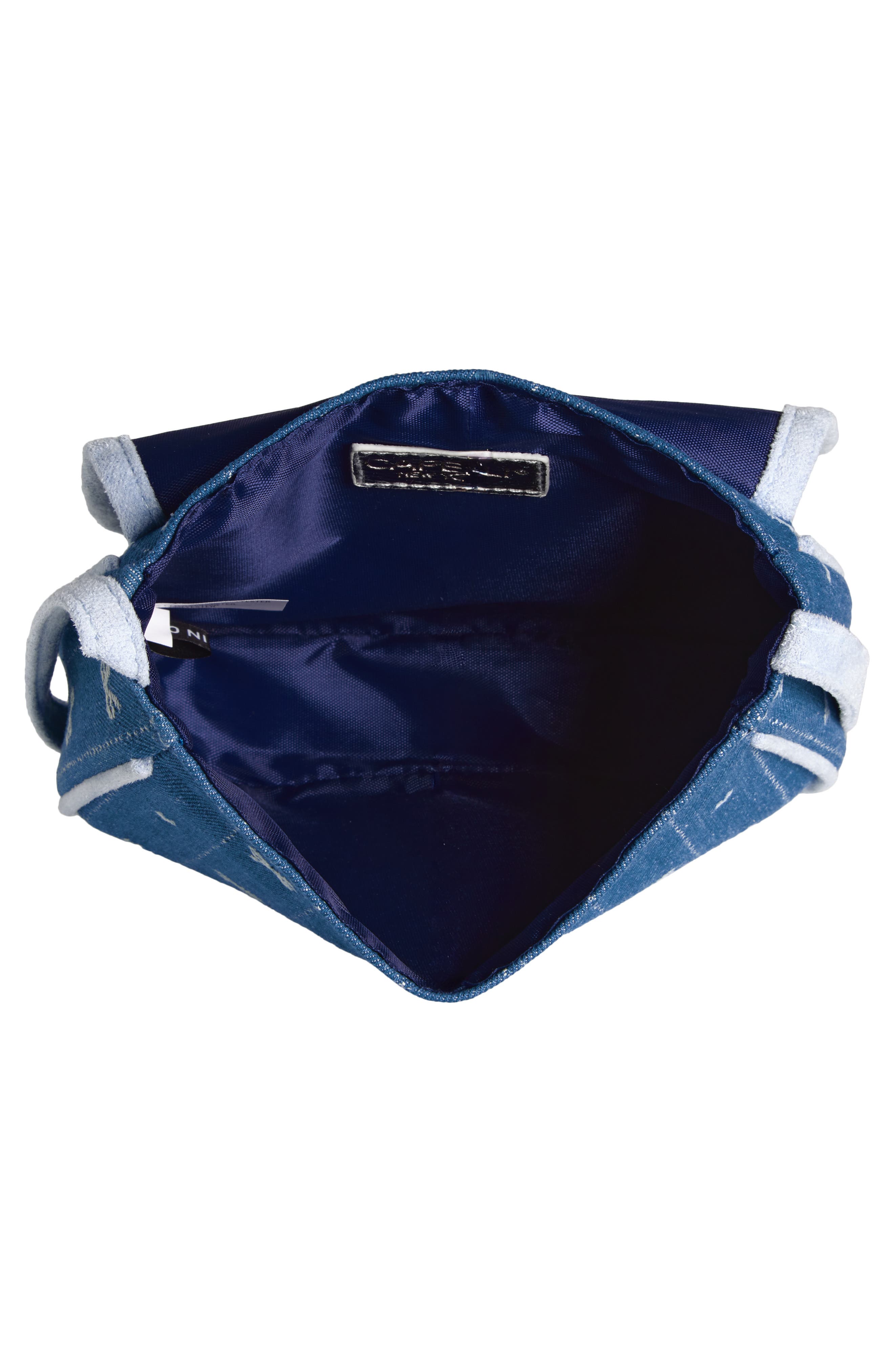 Capelli New York Kids' Bow Embroidery Denim Saddle Bag, Alternate, color, Blue Combo