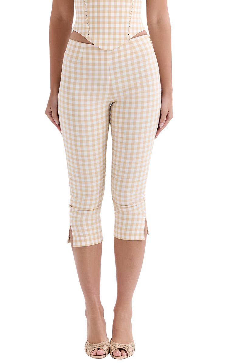 HOUSE OF CB Carella Gingham Capri Pants, Main, color,