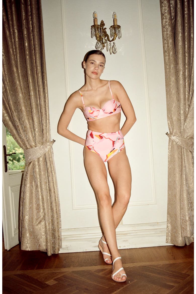 Aurora Bloom High Waisted Bikini Bottom, Alternate, color, Pink