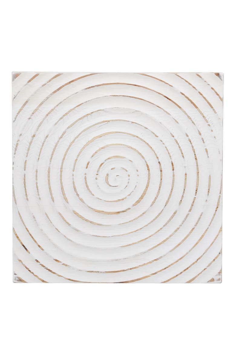 White Wood Intricately Carved Accent Table, Alternate, color, WHITE