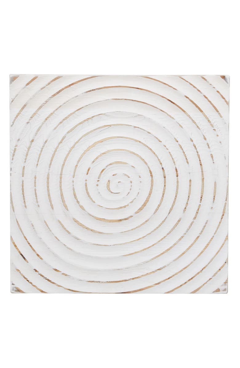 GINGER BIRCH STUDIO White Wood Intricately Carved Accent Table, Alternate, color, 