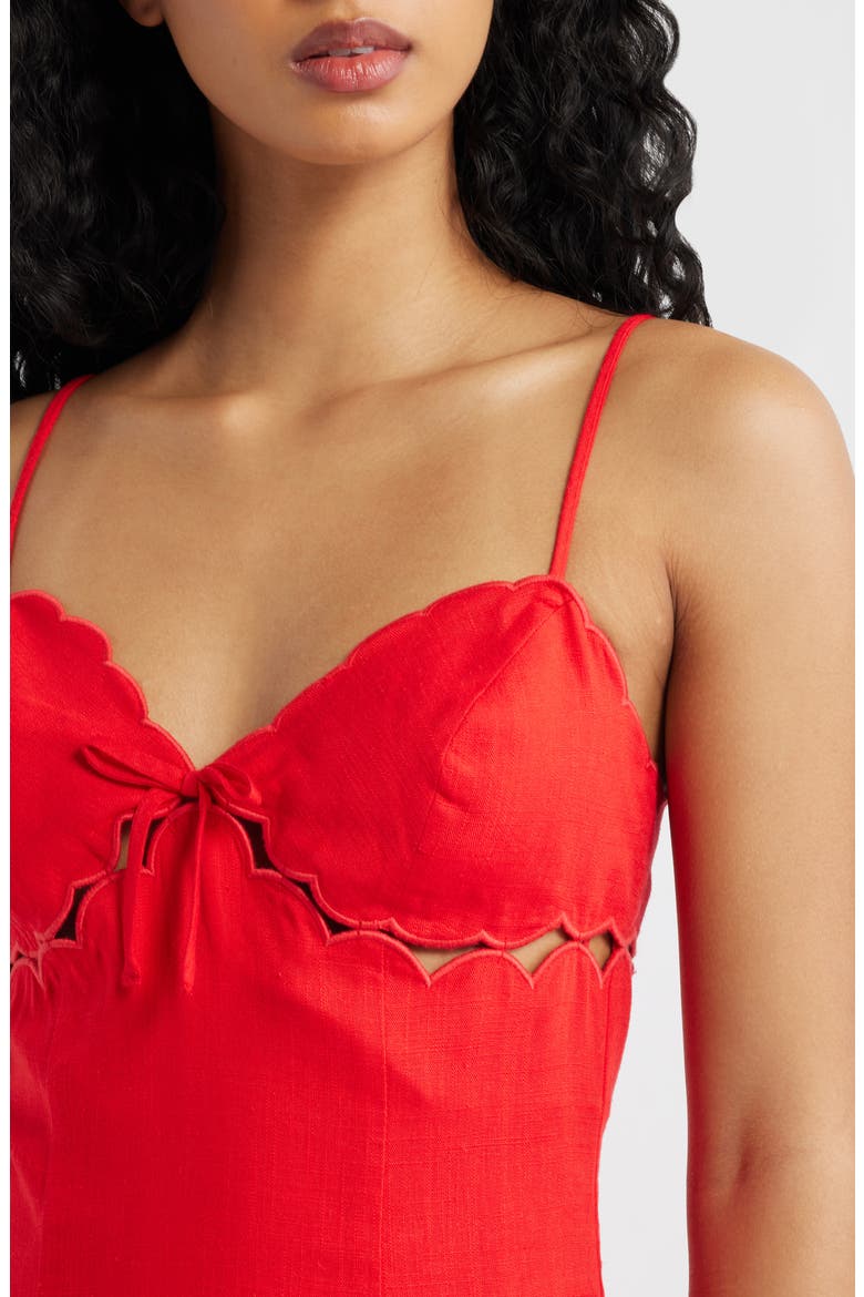 Scallop Edge Cutout Mini Sundress, Alternate, color, POPPY RED