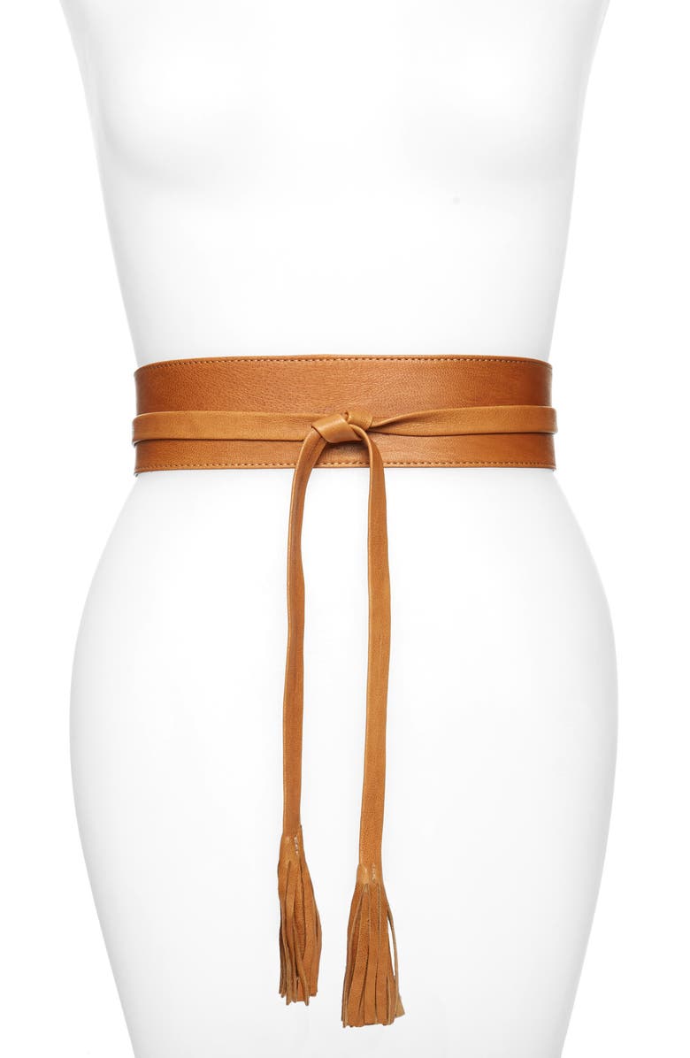 Raina Bronco Leather Wrap Belt, Main, color,