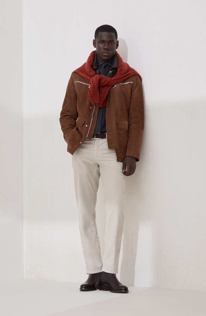 Brunello Cucinelli Suede field jacket, Alternate, color, Light Brown