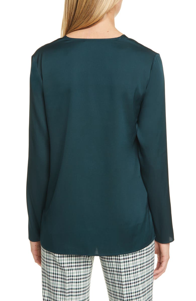 BOSS Ivala V-Neck Stretch Silk Blouse, Alternate, color,