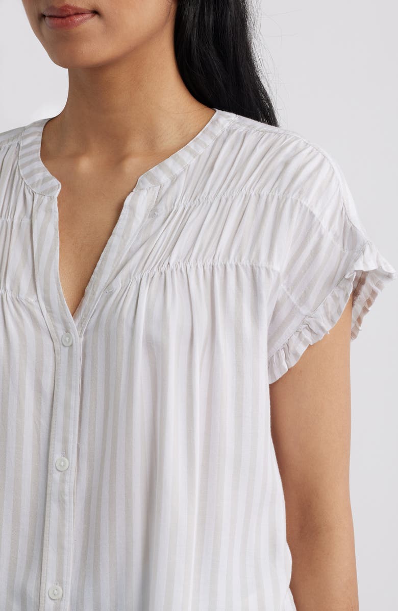 beachlunchlounge Monaka Smocked Frill Top, Alternate, color, Dry Almond