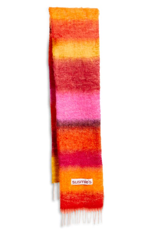 Susmie's Wool & Mohair Fringe Scarf In Multi