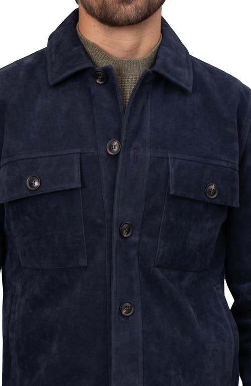 Bagatelle Faux Nubuck Trucker Jacket In Navy