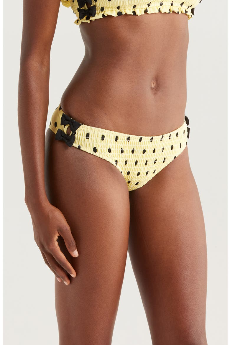 Shirred Bow Bikini Bottoms, Alternate, color, YELLOW