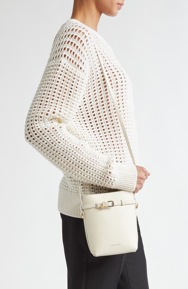 Givenchy Voyou Leather Pouch Crossbody Bag, Alternate, color, Ivory