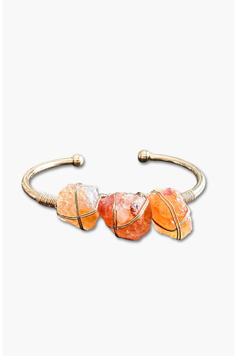 Gemstone Wire Wrapped Bracelet, Main, color, Carnelian Yellow Gold