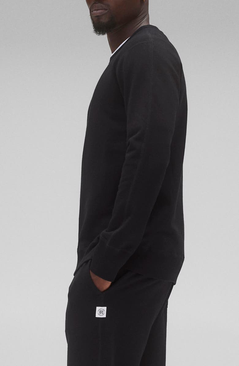 Reigning Champ Midweight Terry Slim Crewneck Sweatshirt, Alternate, color, Black