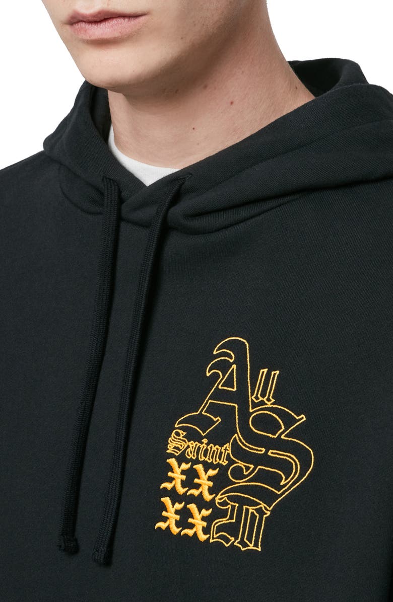 AllSaints Ex Mono Embroidered Hooded Sweatshirt, Alternate, color, 