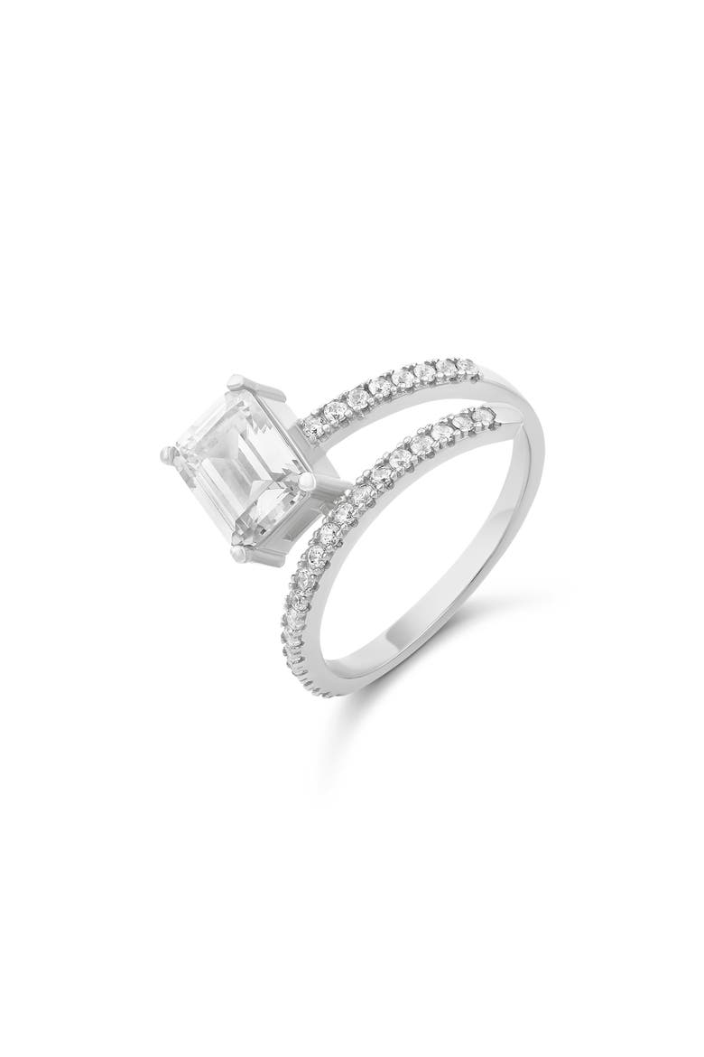 Cubic Zirconia Bypass Statement Ring, Main, color, SILVER/ WHITE