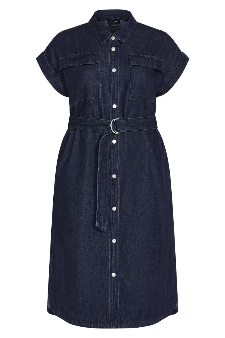 Matilda Denim Button-Up Shirtdress, Alternate, color, DENIM DARK