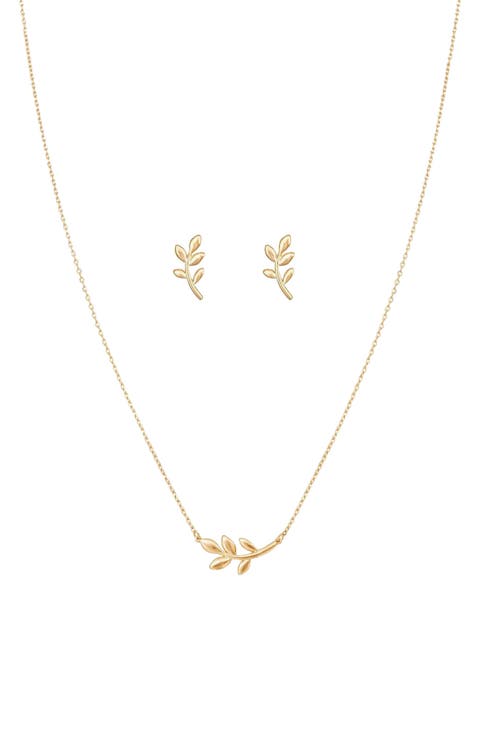 Sterling Silver 18k Gold Plated Olivia Necklace & Earring Set Trendy Gift