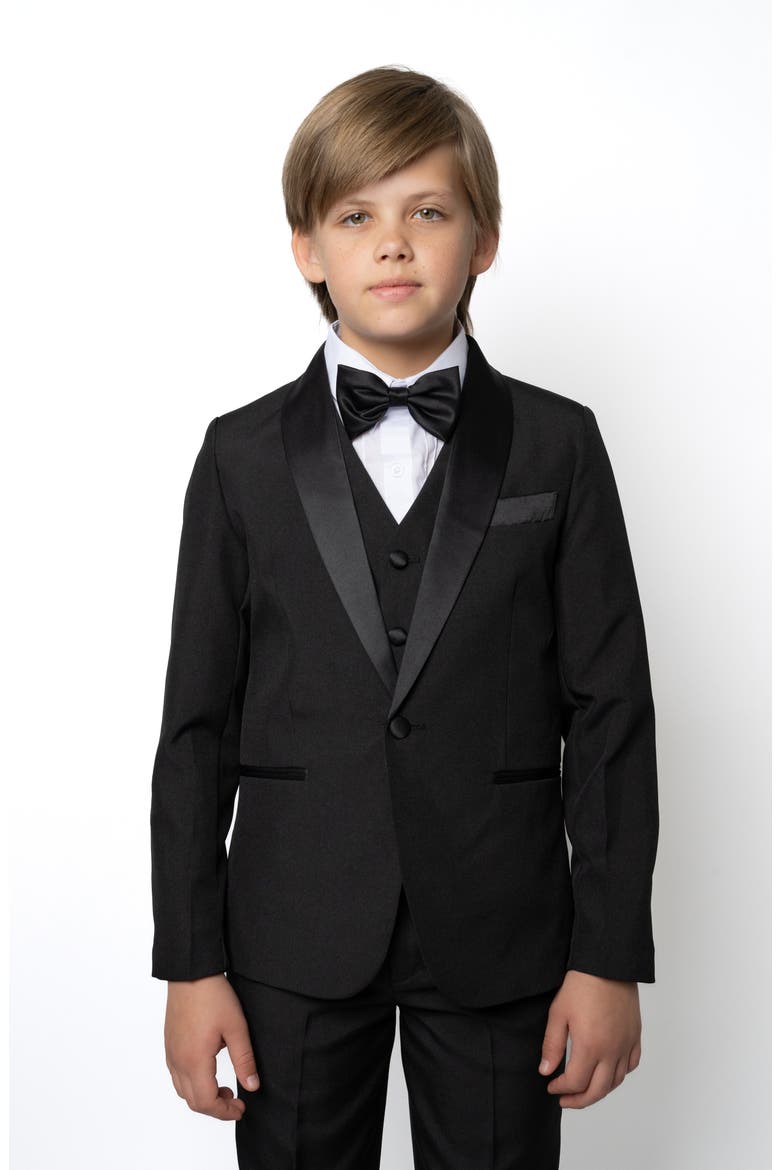 Kids' Onyx 5-Piece Tuxedo Set, Alternate, color, BLACK