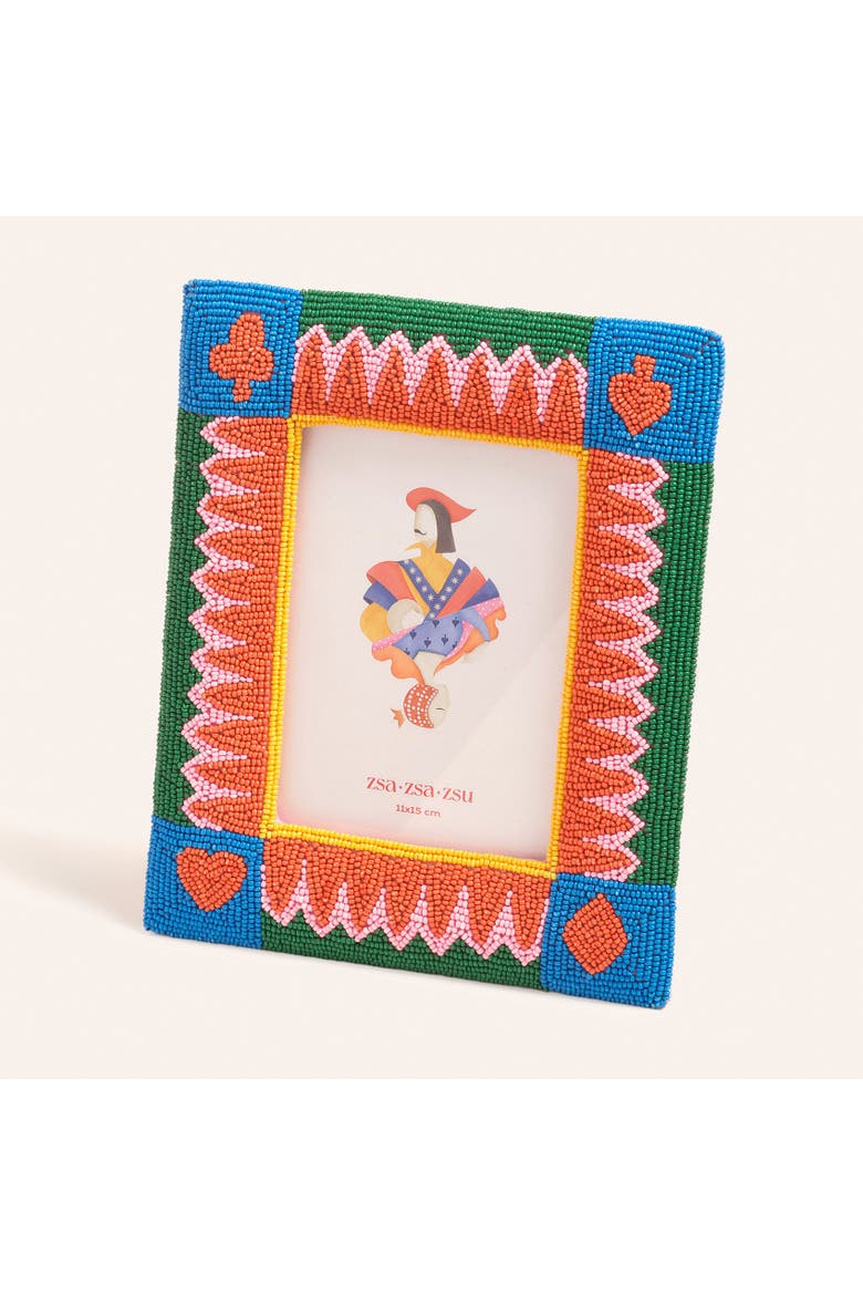Dadri Decorative  Beaded Wood Frame 8X7 In, Main, color, Multicolor