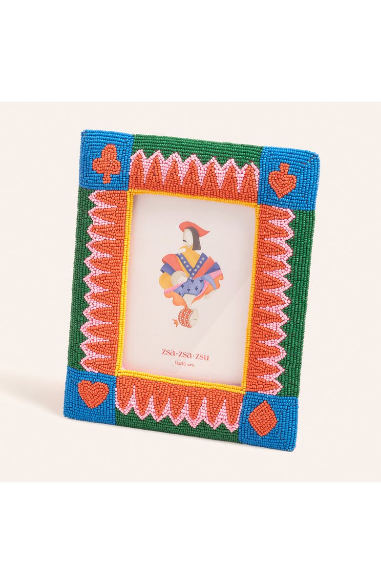 Zsa Zsa Zsu Dadri Decorative  Beaded Wood Frame 8X7 In, Main, color, Multicolor