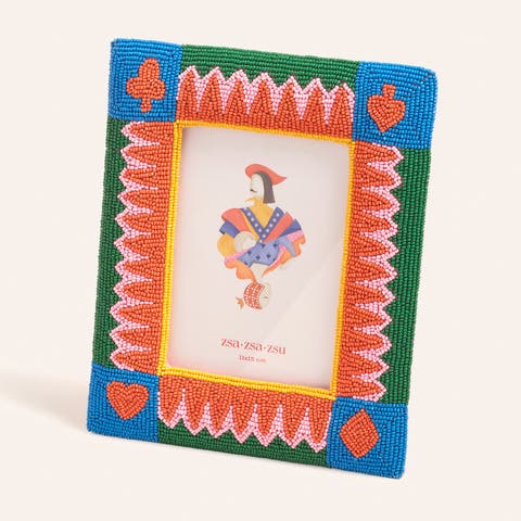 Dadri Decorative  Beaded Wood Frame 8X7 In
