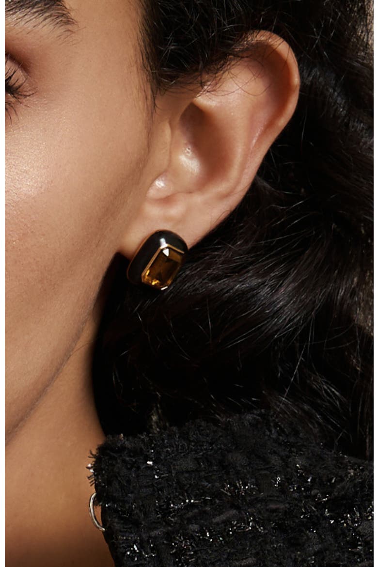 Roman Night Ear Studs, Alternate, color, Brown & Black