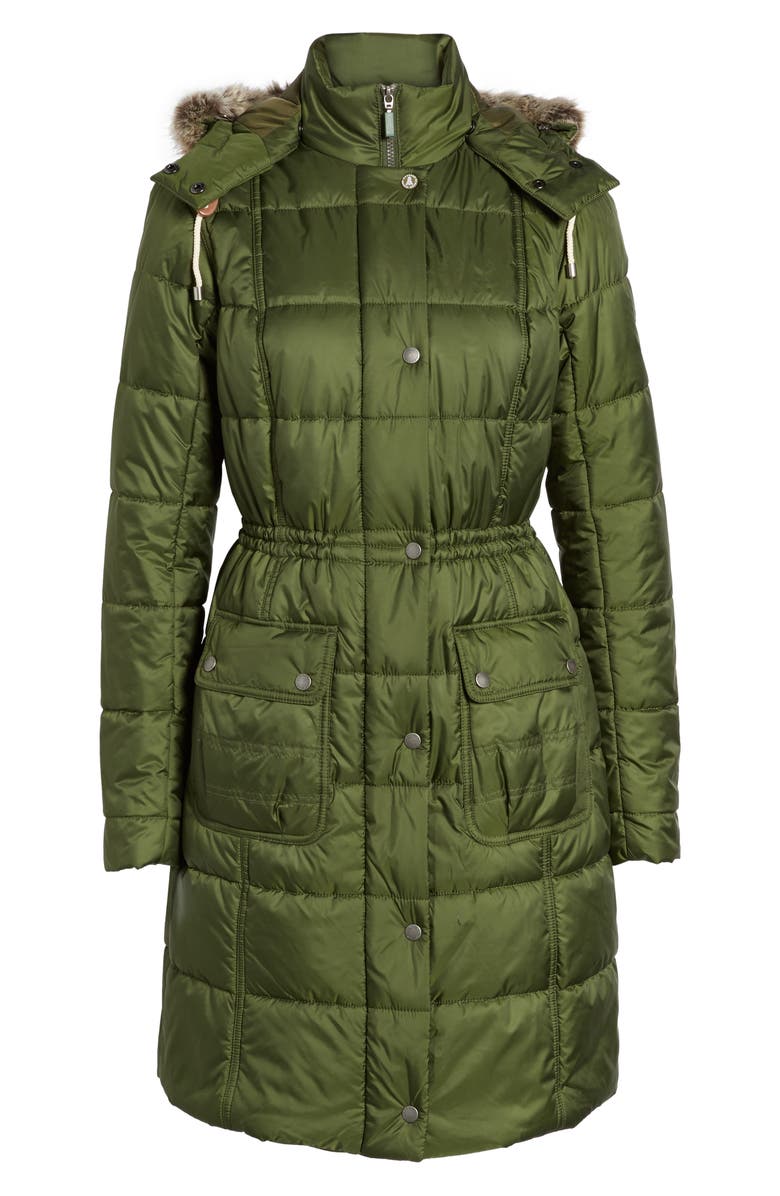 Barbour Winterton Water Resistant Hooded Quilted Jacket with Faux Fur Trim, Alternate, color, 
