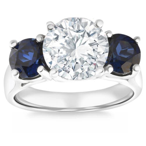 Bliss Diamond Certified 4ct Diamond & Blue Sapphire Engagement Ring 14k Gold Lab Grown In 14k White Gold