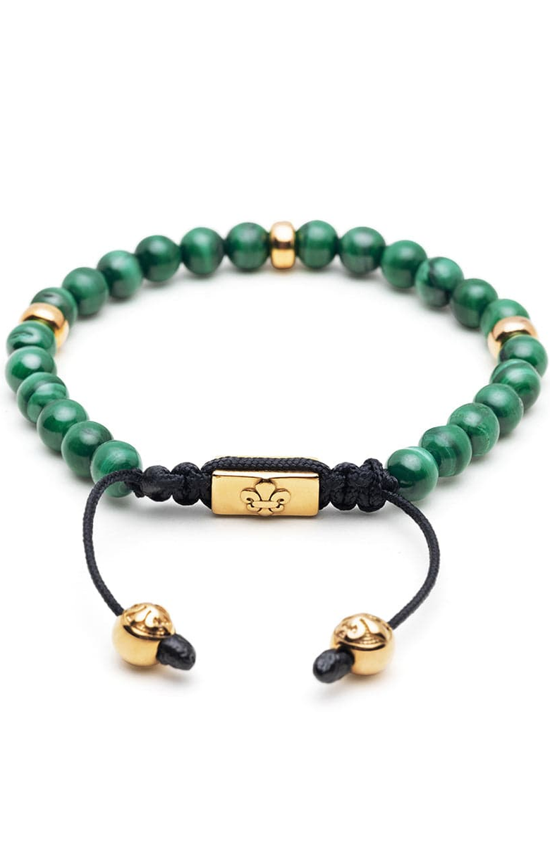 Nialaya Malachite Gold Beaded Bracelet, Main, color, Malachite / Gold