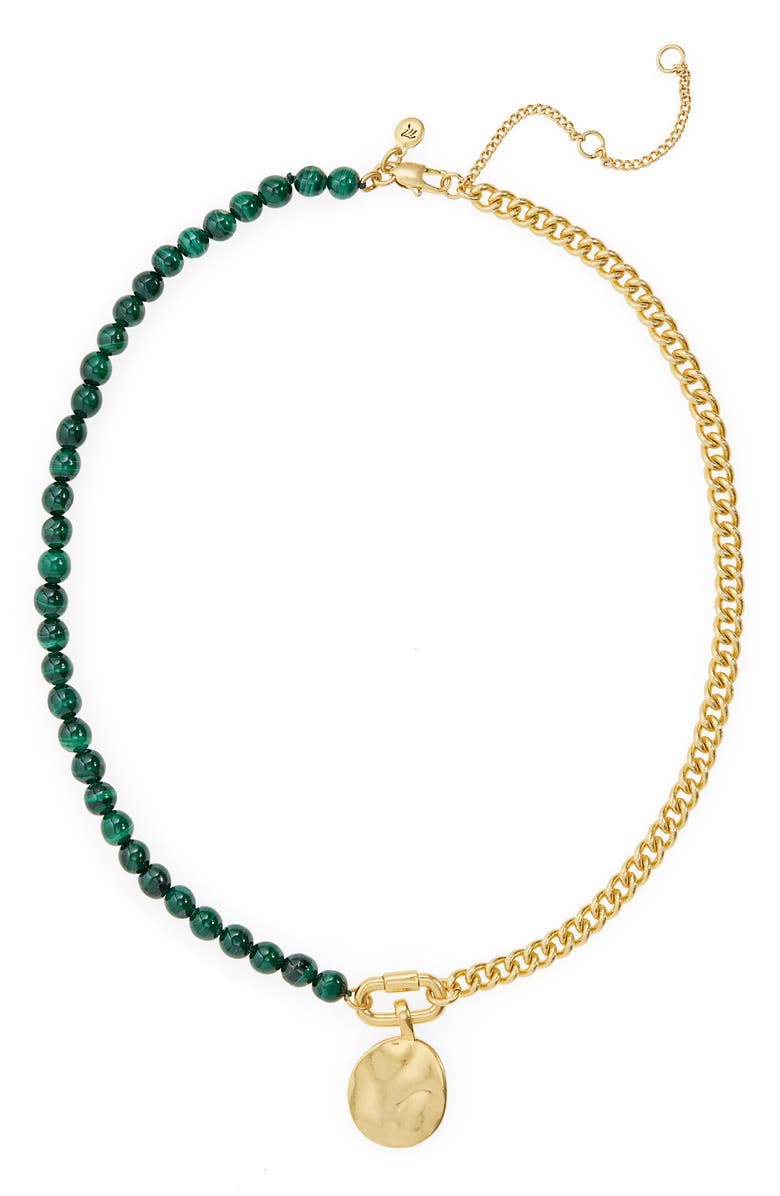 Madewell Malachite Half and Half Carabiner Chain Necklace, Main, color, 
