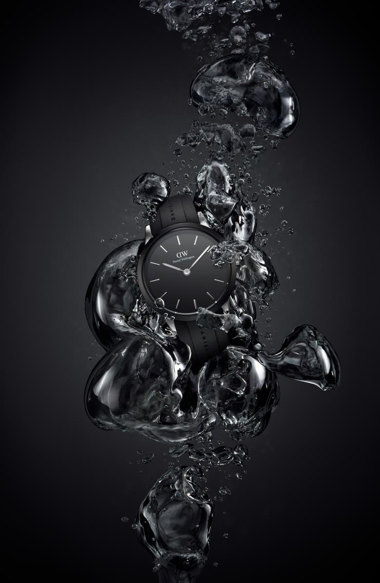 Daniel Wellington Iconic Motion Rubber Strap Watch, 40mm, Alternate, color, Silver/ Black